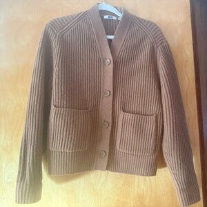 Uniqlo Souffle Yarn Cardigan Sweater, Carmel Brown, Size XS